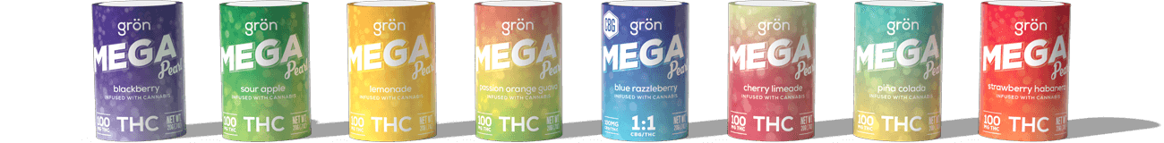 Grön Mega Pearls - 100mg THC - 8 Flavors
